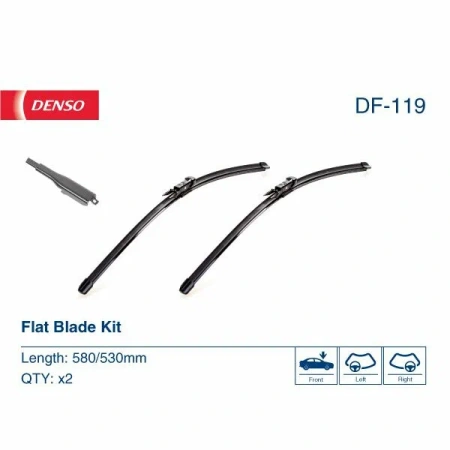 Комплект бескаркасных стеклоочистителей  Denso Flat DF-119