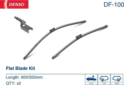 Комплект бескаркасных стеклоочистителей  Denso Flat DF-100