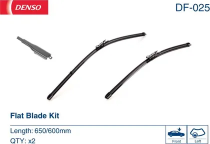 Комплект бескаркасных стеклоочистителей  Denso Flat DF-025